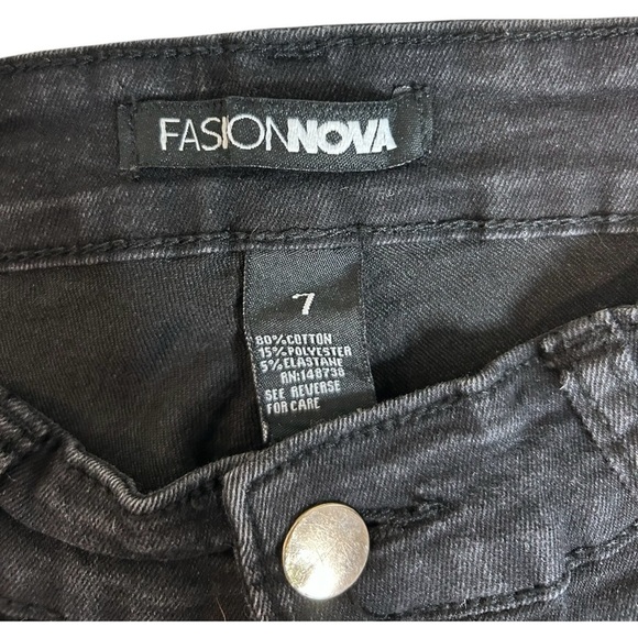 Fashion Nova Black Stretch Skinny Jeans Size 7 - Picture 3 of 3